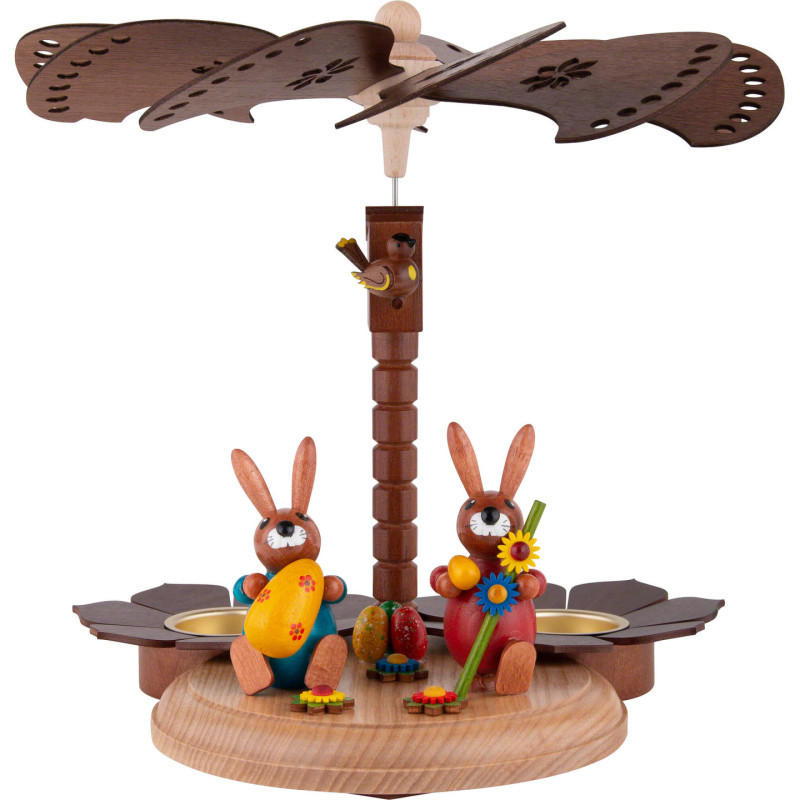 1-Tier Easter Pyramid with two Bunnies and Egg - 20 cm / 7.9 inch