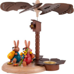 1-stöckige Osterpyramide mit zwei Hasen und Ei - 20 cm