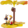 1-Tier Easter Pyramid Yellow with two Bunnies with Pannier and Umbrella - 20 cm / 7.9 inch