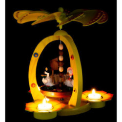 1-stöckige Osterpyramide bunt mit zwei Enten - 30 cm