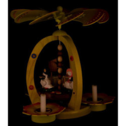 1-stöckige Osterpyramide bunt mit zwei Enten - 30 cm