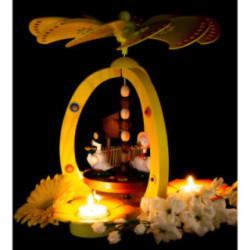 1-stöckige Osterpyramide bunt mit zwei Enten - 30 cm