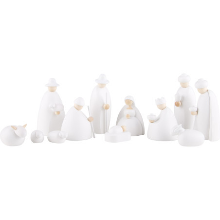 Nativity Set of 12 Pieces, White - 12 cm / 4.7 inch