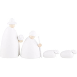 The Shepherds with Two Sheep, White - 12 cm / 4.7 inch