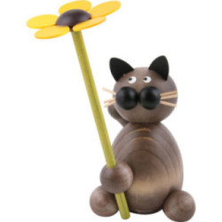 Katze Karli mit Blume - 8 cm