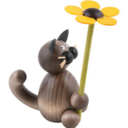 Katze Karli mit Blume - 8 cm