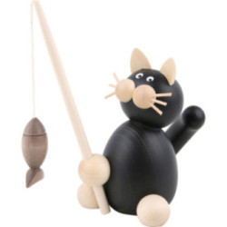 Katze Hilde mit Fisch - 8 cm