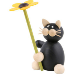 Katze Hilde mit Blume - 8 cm