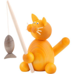 Cat Emmi with Fish - 8 cm / 3.1 inch