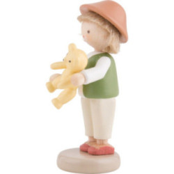 Flachshaarkinder Junge mit Teddy - 5 cm