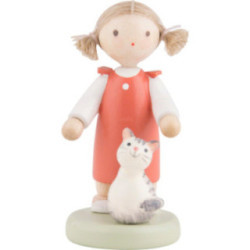 Flachshaarkinder Mädchen mit Kätzchen - 5 cm