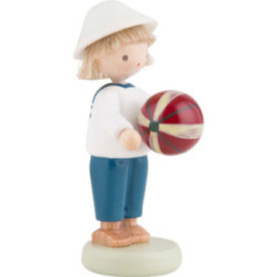 Flachshaarkinder Junge mit Ball - 5 cm
