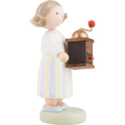 Flachshaarkinder Mädchen mit Kaffeemühle - 5 cm