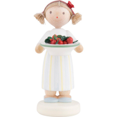Flachshaarkinder Mädchen mit Kirschen - 5 cm