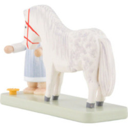 Flax Haired Children Little Girl with Horse - 5 cm / 2 inch