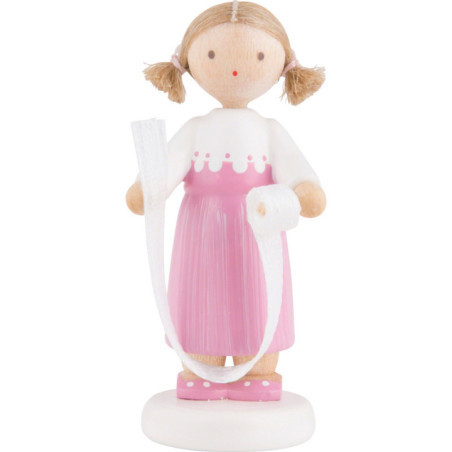 Flax Haired Children Girl with Decorative Ribbon - 5 cm / 2 inch