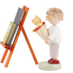 Flax Haired Children Boy with Candy Cone, Blackboard and Reader - 5 cm / 2 inch