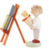 Flax Haired Children Boy with Candy Cone, Blackboard and Reader - 5 cm / 2 inch