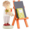 Flax Haired Children Boy with Candy Cone, Blackboard and Reader - 5 cm / 2 inch