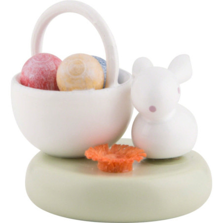 Flachshaarkinder Häschen mit Eierkörbchen - 2 cm