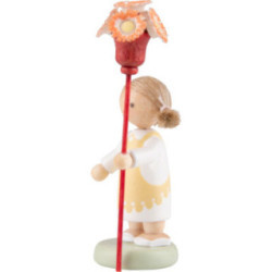 Flax Haired Children Girl with Flower Sceptre - 5 cm / 2 inch