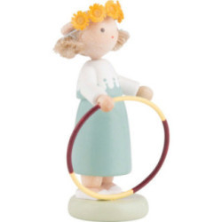 Flax Haired Children Girl with Hula Hoop - 5 cm / 2 inch