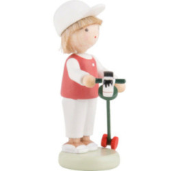Flax Haired Children Boy with Hobby Horse - 5 cm / 2 inch