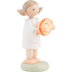 Flax Haired Children Girl with Easter Egg, Yellow - 5 cm / 2 inch