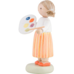 Flax Haired Children Girl with Colour Palette - 5 cm / 2 inch