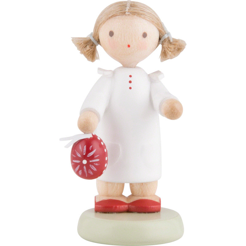Flax Haired Children Little Girl with Sorbian Easter Egg - 5 cm / 2 inch