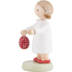 Flax Haired Children Little Girl with Sorbian Easter Egg - 5 cm / 2 inch