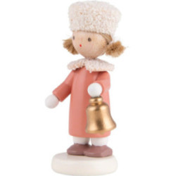 Flax Haired Children Girl with Fur Hat - 5 cm / 2 inch
