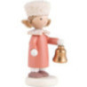 Flax Haired Children Girl with Fur Hat - 5 cm / 2 inch