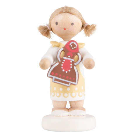 Flax Haired Children Girl with Gingerbread - 5 cm / 2 inch
