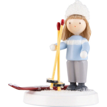 Flax Haired Children Boy on Ski - 5 cm / 2 inch