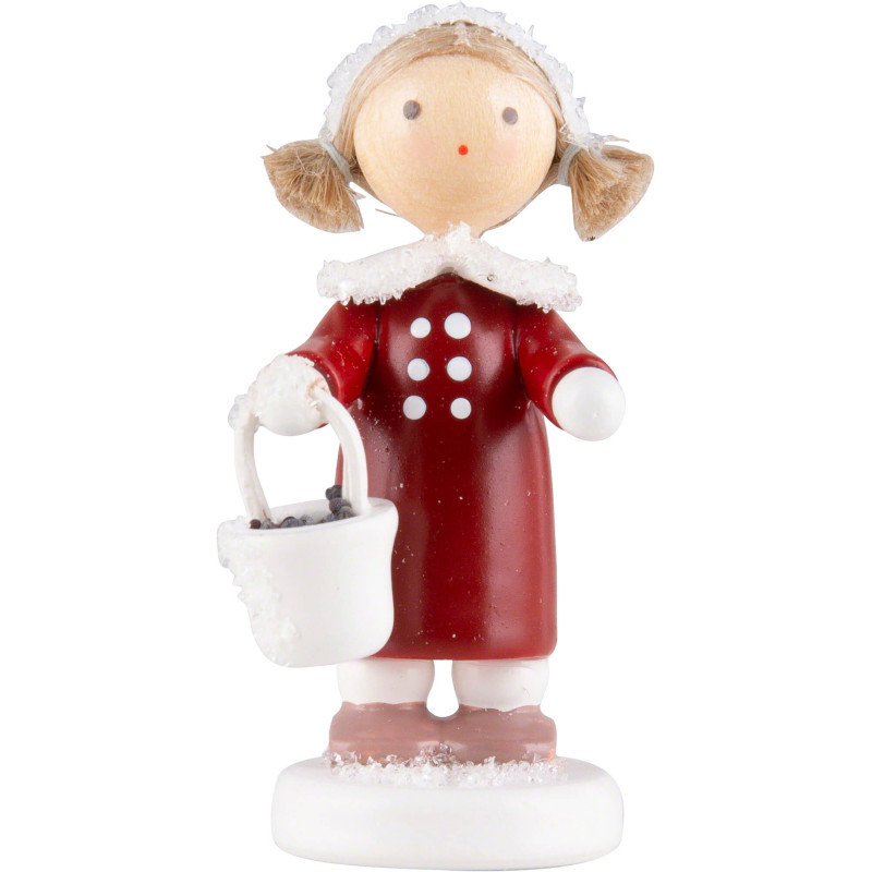 Flax Haired Children Little Girl with Bird Food - 5 cm / 2 inch