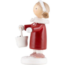 Flax Haired Children Little Girl with Bird Food - 5 cm / 2 inch