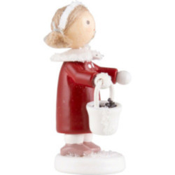 Flax Haired Children Little Girl with Bird Food - 5 cm / 2 inch
