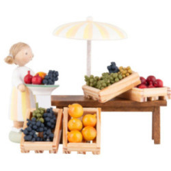 Flax Haired Children Fruit Vendor - 5 cm / 2 inch