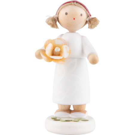 Flower Fairy Girl with Rose, Yellow - 5 cm / 2 inch