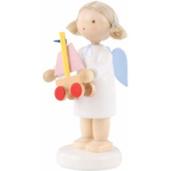 Flax Haired Angel with Little Ship - 5 cm / 2 inch
