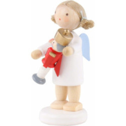 Flax Haired Angel with Nutcracker - 5 cm / 2 inch