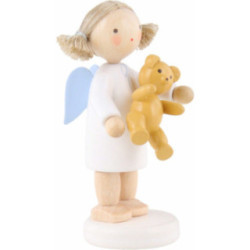 Flachshaarengel mit Teddybär - 5 cm