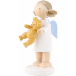 Flachshaarengel mit Teddybär - 5 cm