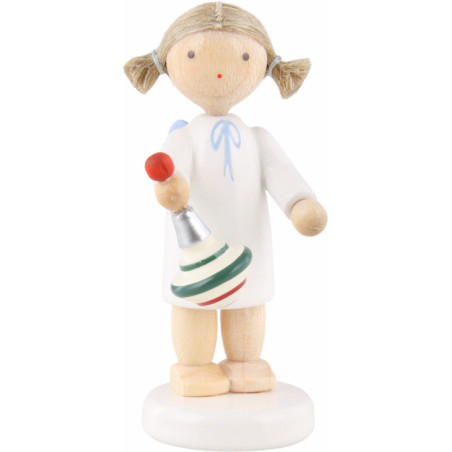 Flax Haired Angel with Humming Top - 5 cm / 2 inch