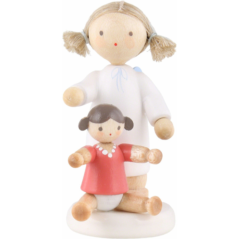Flachshaarengel mit Puppe - 5 cm