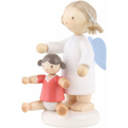 Flachshaarengel mit Puppe - 5 cm