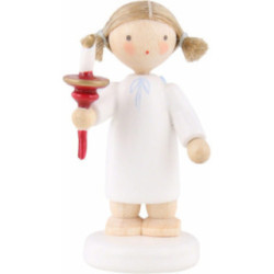 Flax Haired Angel with Candle - 5 cm / 2 inch