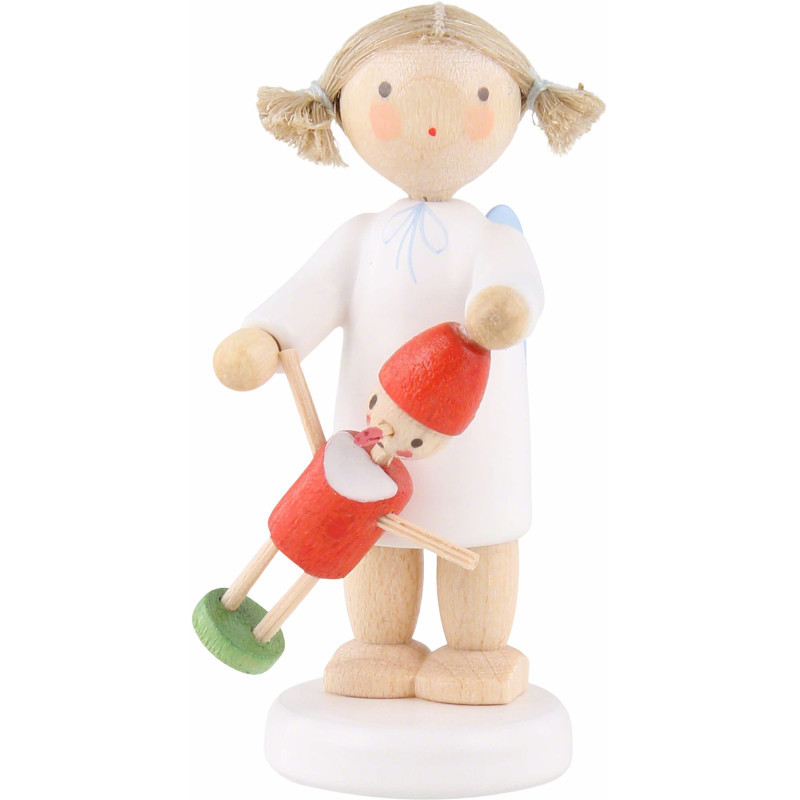 Flachshaarengel mit Pinocchio - 5 cm