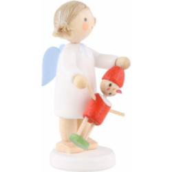 Flachshaarengel mit Pinocchio - 5 cm